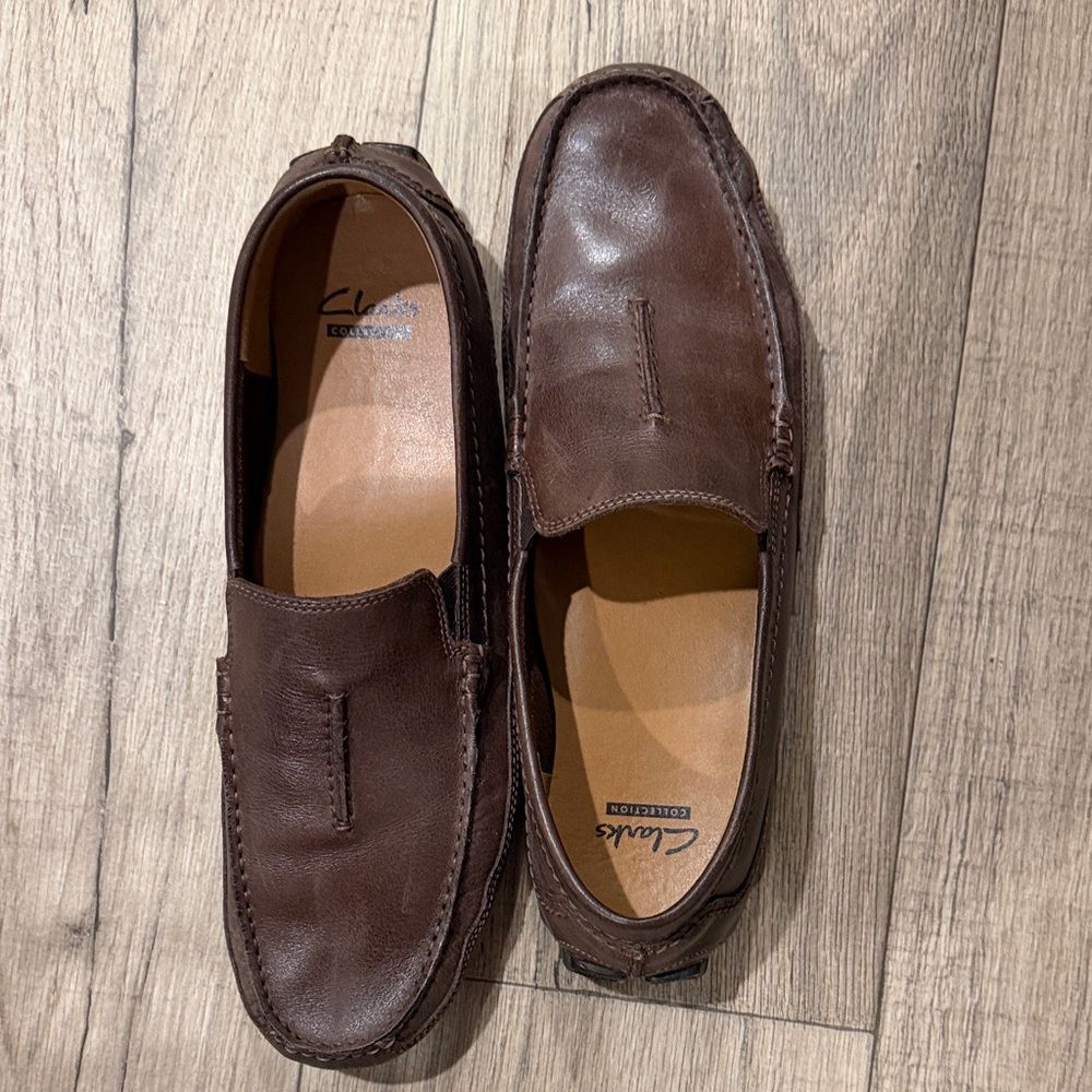 Clarks Men's Dark Brown Leather Slip-Ons